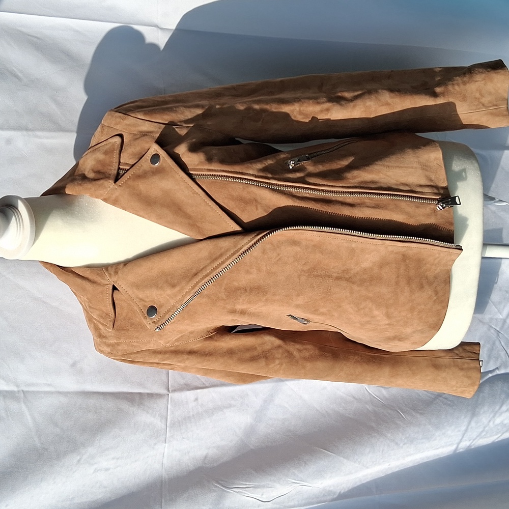 Quince 100% Goat Suede Biker Jacket Pecan Brown XS